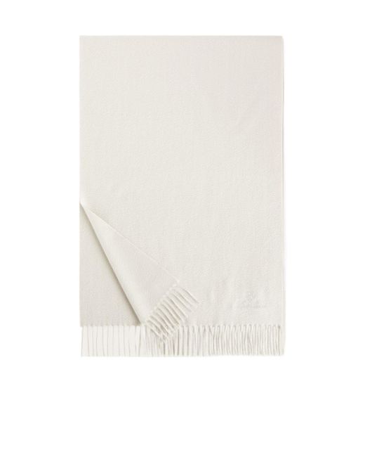 Loro Piana White Fringed Scarf