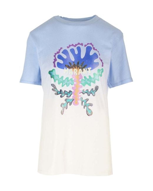 Isabel Marant Blue Isabel Marant Étoile Zewel Graphic Printed T-Shirt