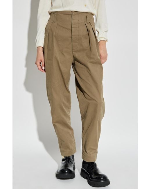 Moschino Natural Logo Patch Pleat Detailed Trousers