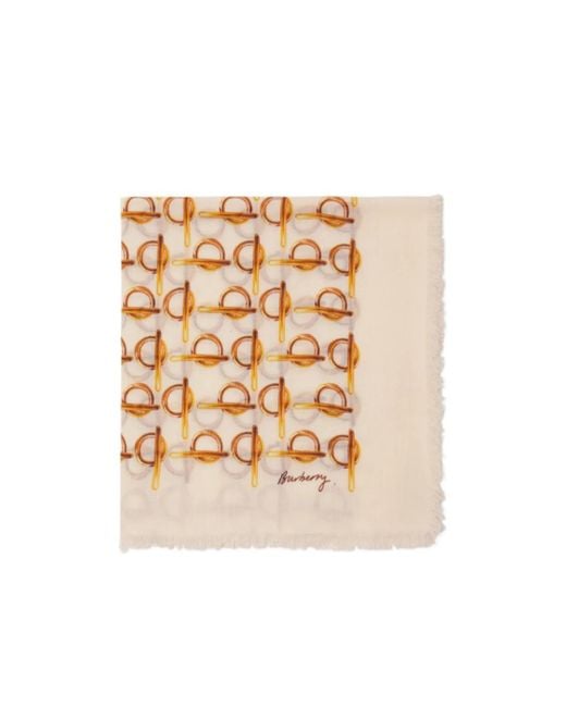 Burberry Natural B-Printed Frayed-Edge Scarf for men