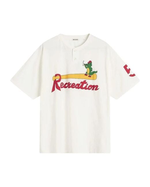 Bode White Reptile Rec Short-Sleeve Henley Shirt