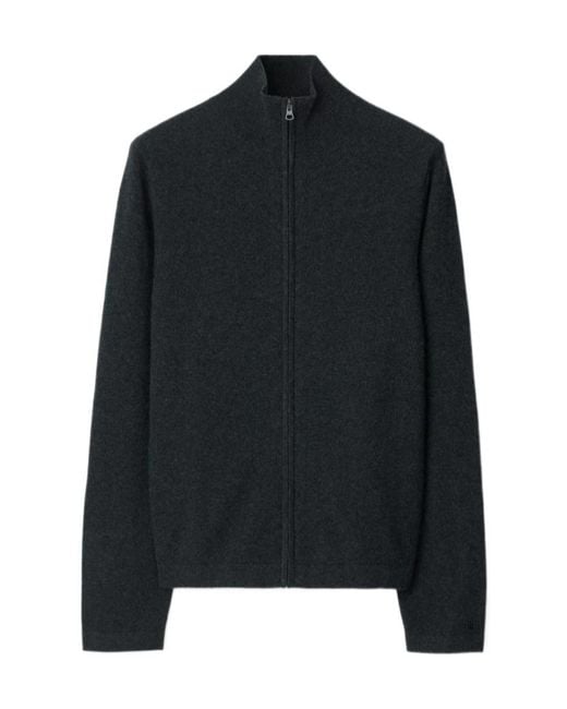 Burberry Black Cashmere Stand-Neck Knitted Cardigan for men