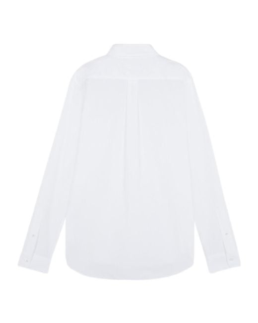 Maison Kitsuné White Maison Kitsuné Fox Head Embroidered Long-Sleeved Shirt for men