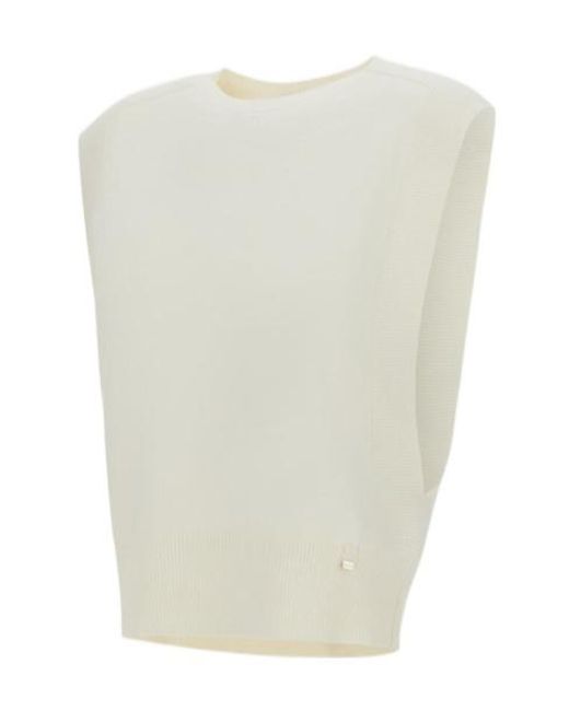Herno White Ribbed-Hem Tank Top