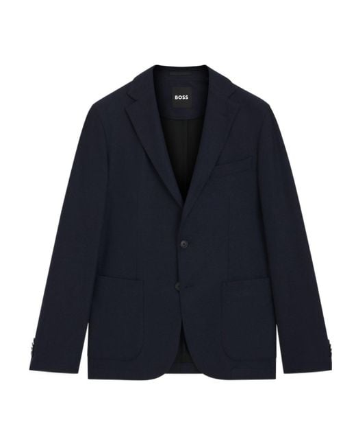 Boss Blue Notched-Lapel Blazer for men