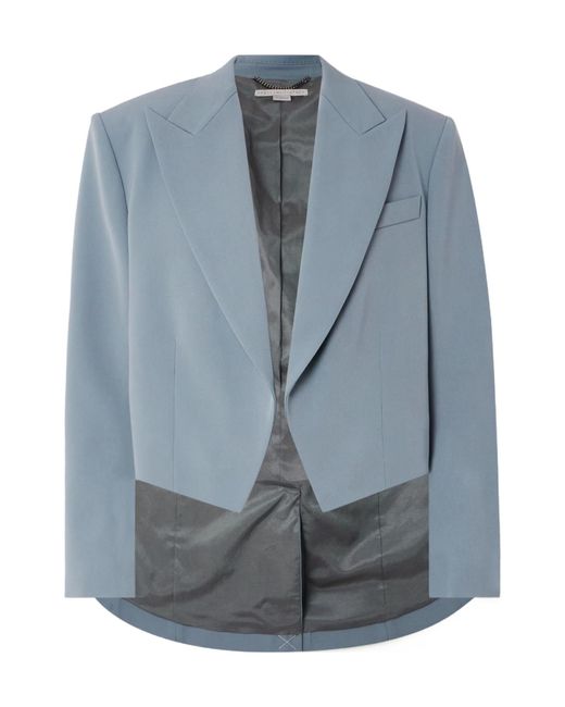 Stella McCartney Blue Cropped Grain De Poudre Wool-Blend Blazer