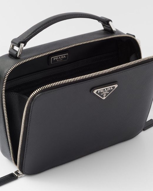Prada Black Brique Medium Saffiano Leather Bag for men