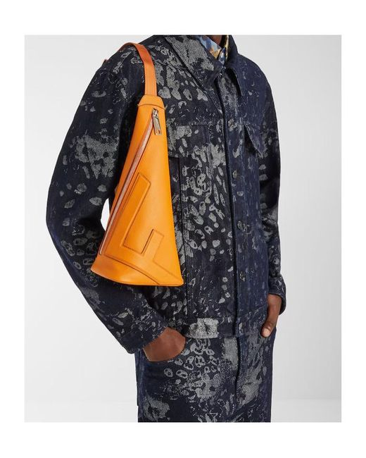 Fendi Orange Roma Leather Cono Small for men