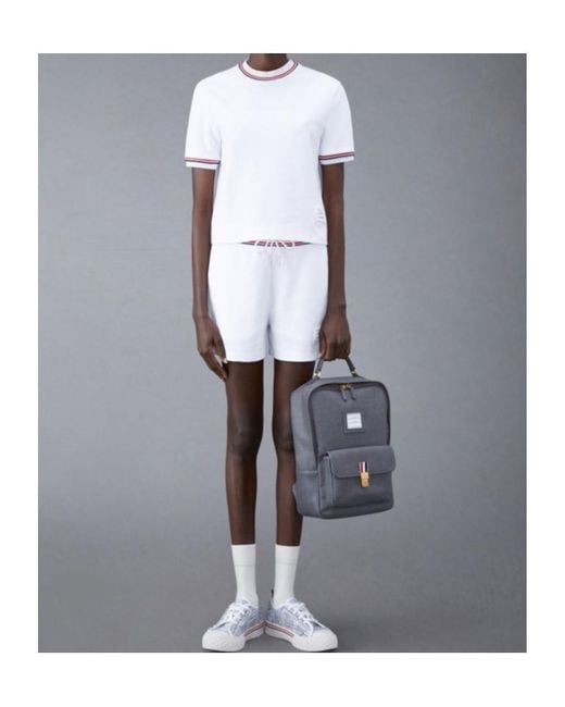 Thom Browne White Logo Patch Drawstring Shorts