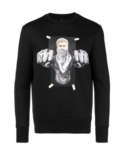 Neil Barrett Black Frontal Impact Color Printing Detail Hoodie for men