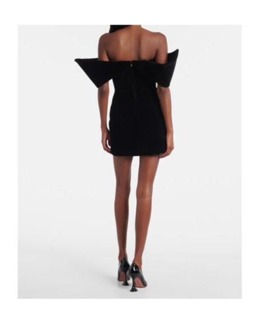 David Koma Black Off-Shoulder Velvet Minidress