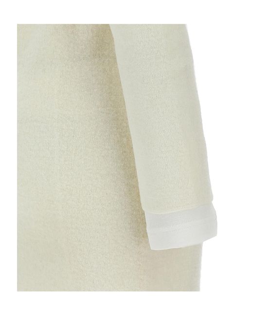 Jil Sander White Crewneck Knitted Maxi Dress