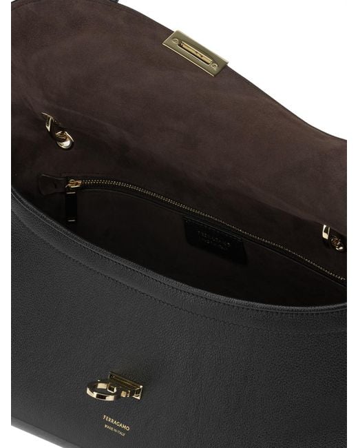 Ferragamo Black Medium 'Gancini' Shoulder Bag