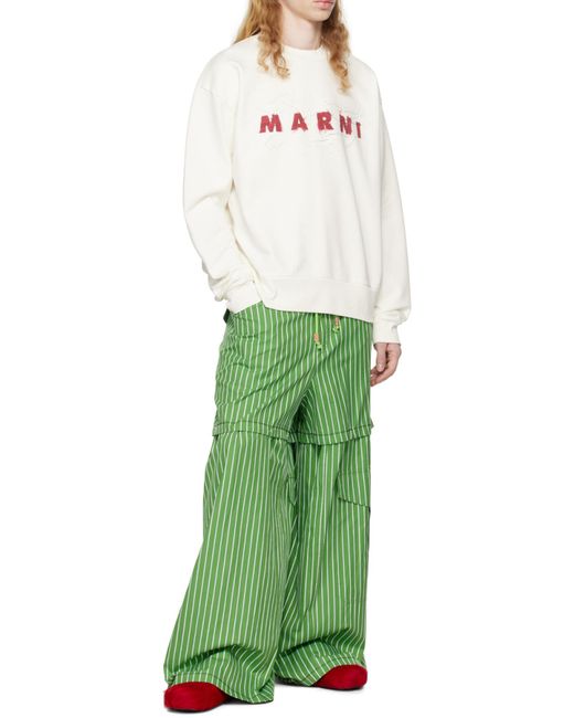 Marni White Logo Printed Crewneck Sweatshirt for men