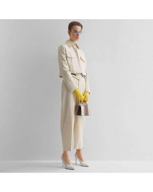 Fendi White Asymmetric Tailored Trousers