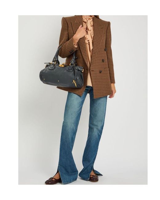 Chloé Brown Checked Wool-Blend Blazer