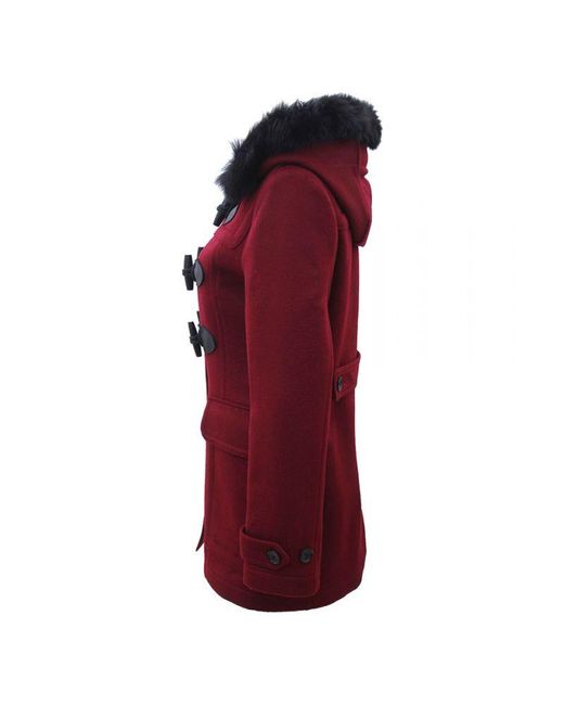 Burberry Red Horn Buckle Hooded Coat
