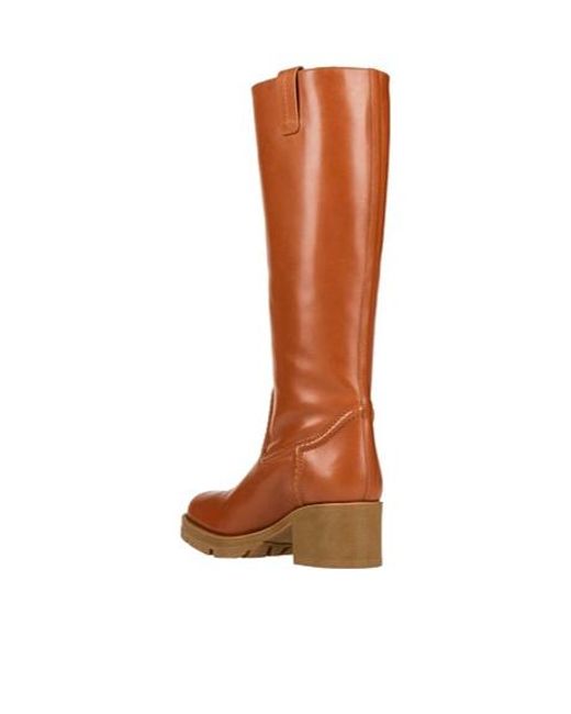 Chloé Brown Solid-Colored Leather Boots