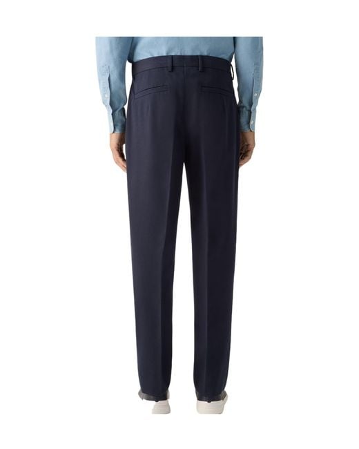 Zegna Blue Pleated Trousers for men