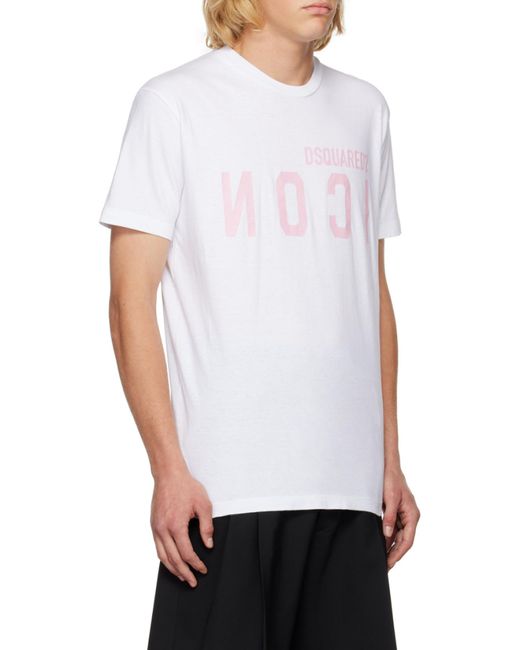 DSquared² White Logo Printed Crewneck T-Shirt for men