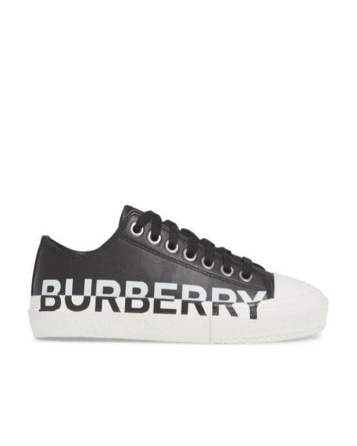 Burberry Black Logo Print Lace-Up Sneakers