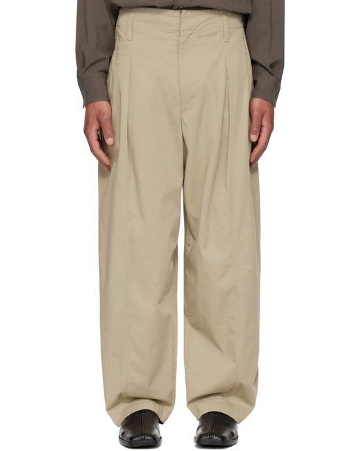 Lemaire White Pleated Wide Leg Chino Pants for men