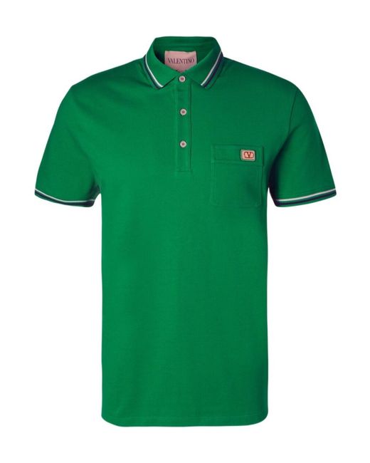 Valentino Green Cotton Pique Polo Shirt for men