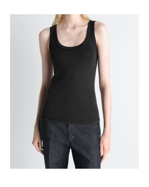 Lemaire Black Crewneck Sleeveless Top