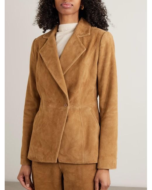 Nour Hammour Brown Double-Breasted Asymmetrical Suit Jacket