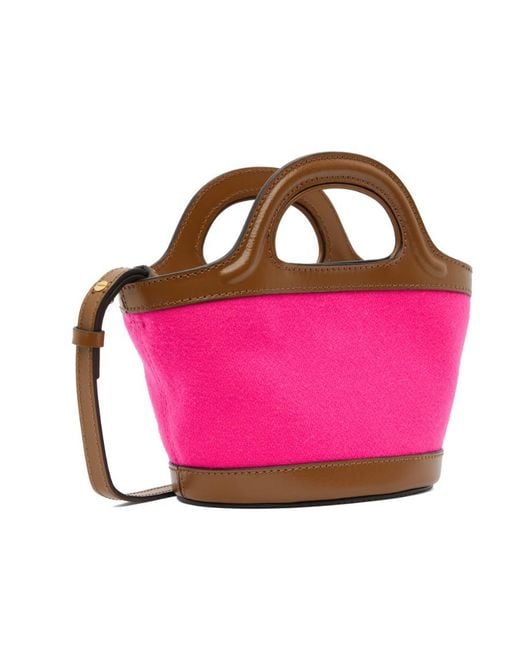 Marni Pink Felted-Logo Bucket Bag