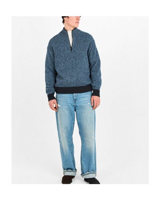 Boss Blue Turtleneck Zip Sweater for men