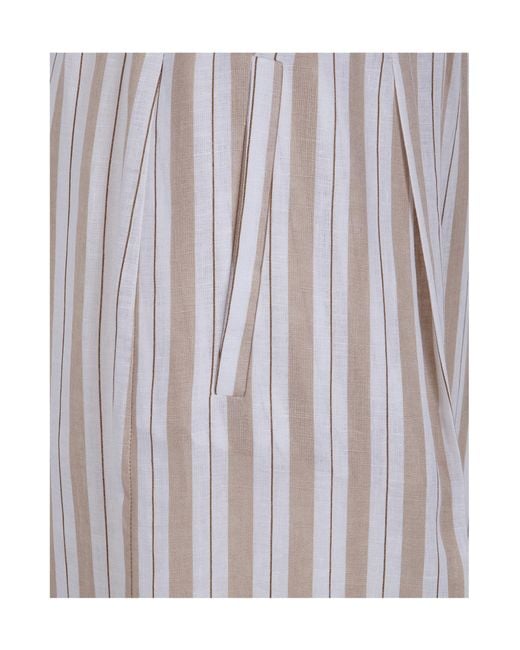 Semicouture Gray Striped Pleated Trousers