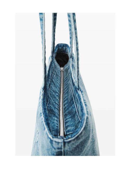 Alexander Wang Blue Punch Logo Debossed Medium Tote Bag