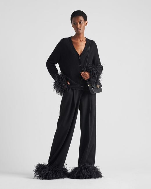 Prada Black Pleated Tailored Trousers