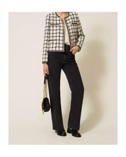 Twinset Multicolor Checked Bouclé Jacket