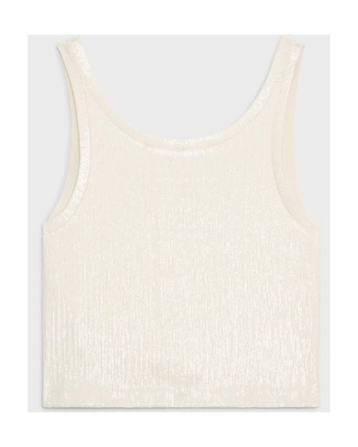 Céline White Embroidered Tank Top