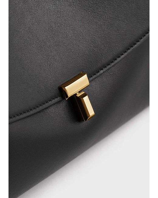 Totême Black Totême T-Lock Foldover Top Shoulder Bag