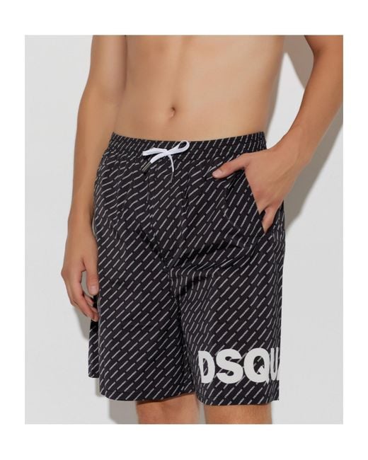 DSquared² Black Wide-Leg Swim Shorts for men