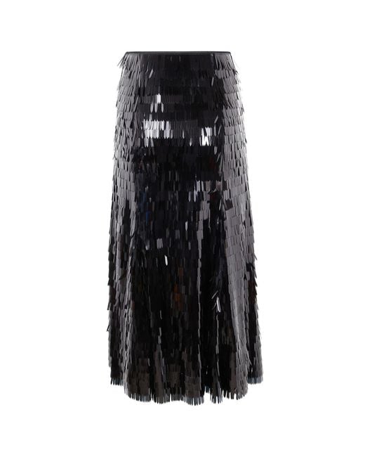 Self-Portrait Black Sequin Midi Skirt
