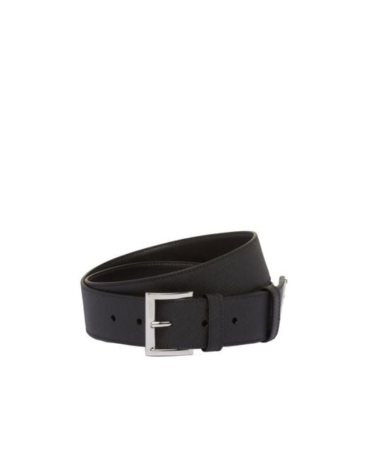 Prada Black Saffiano Buckle Fastened Belt for men