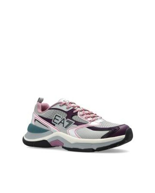EA7 Gray Mesh Lace-Up Sneakers for men