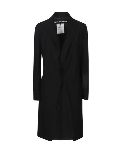 Junya Watanabe Black Long-Sleeved V-Neck Coat