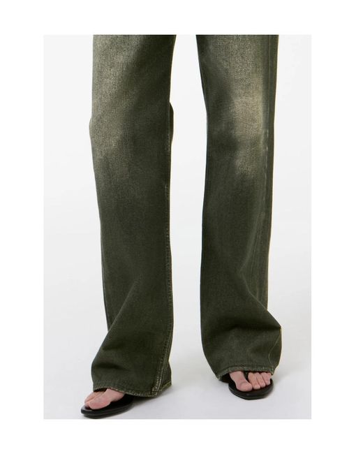 Our Legacy Green Aurora-Print Straight Leg Jeans