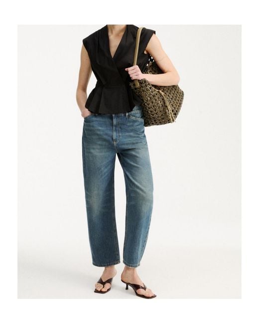 Marella Black Sleeveless Poplin Top