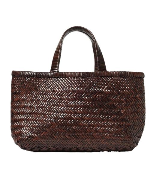 Manebí Brown Medium New Sunset Woven Leather Tote Bag