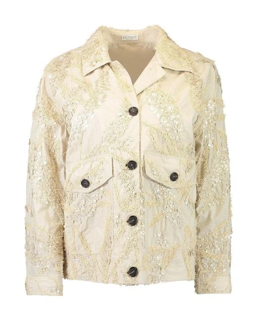 Brunello Cucinelli Natural Long-Sleeved Buttoned Jacket