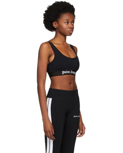 Palm Angels Black Scoop Neck Cropped Vest Top