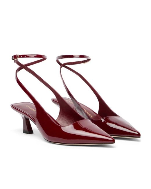 Stuart Weitzman Red Vinnie 50 Strap Pump