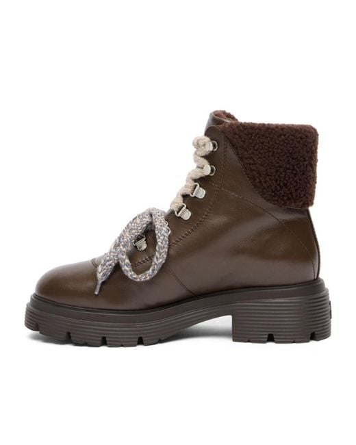 Stuart Weitzman Brown Hudson Lite Lace-Up Bootie