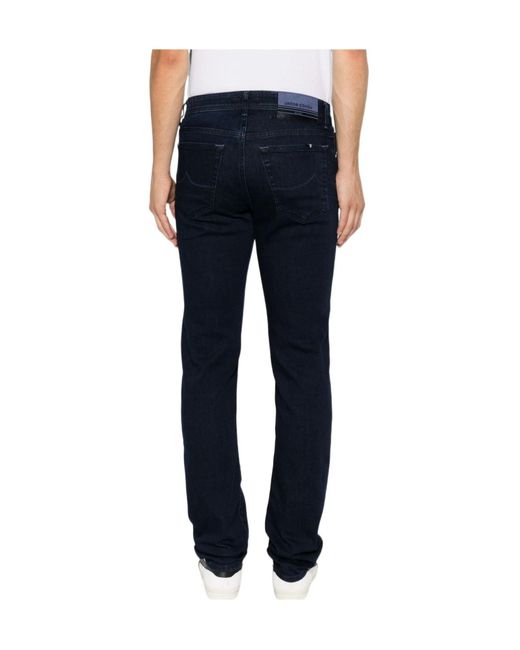 Jacob Cohen Blue Logo Patch Slim-Fit Jeans for men